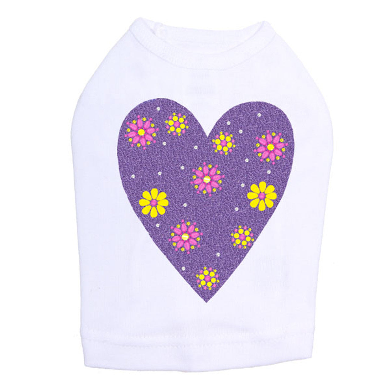 Purple Glitter Heart - Dog Tank