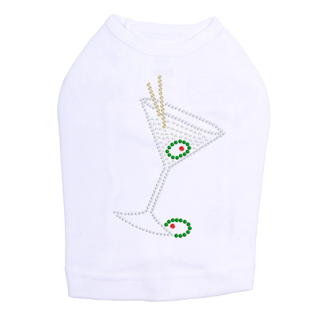 Martini - Silver Rhinestone - Dog Tank