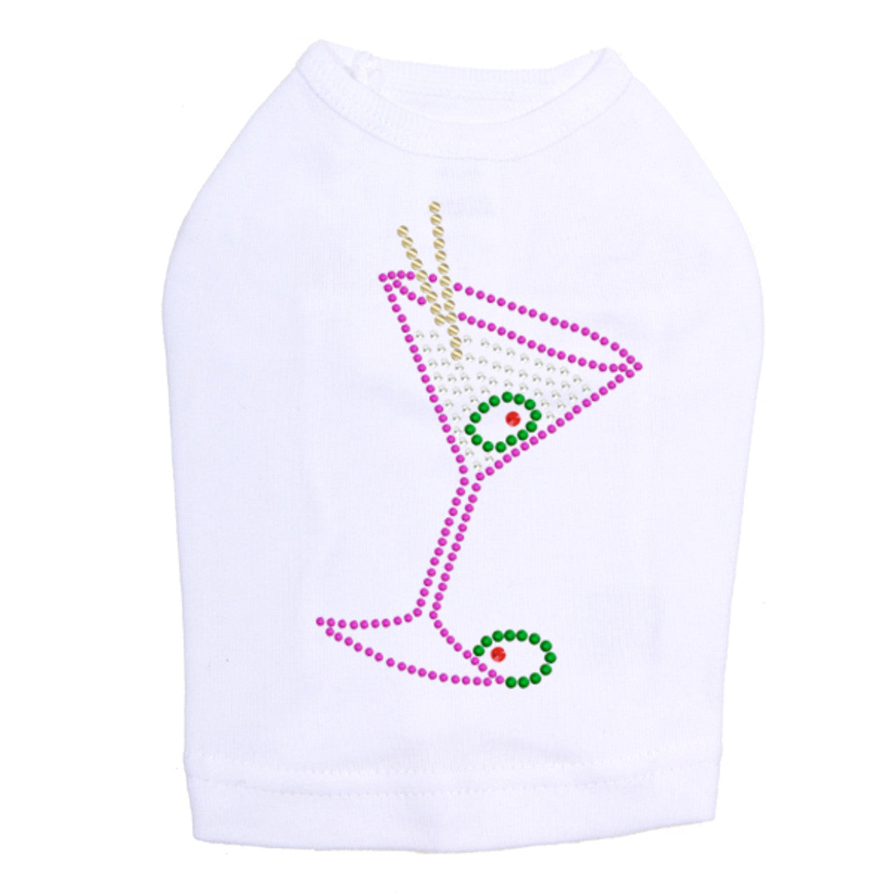 Martini - Fuchsia with Clear Rhinestones - Dog Tank