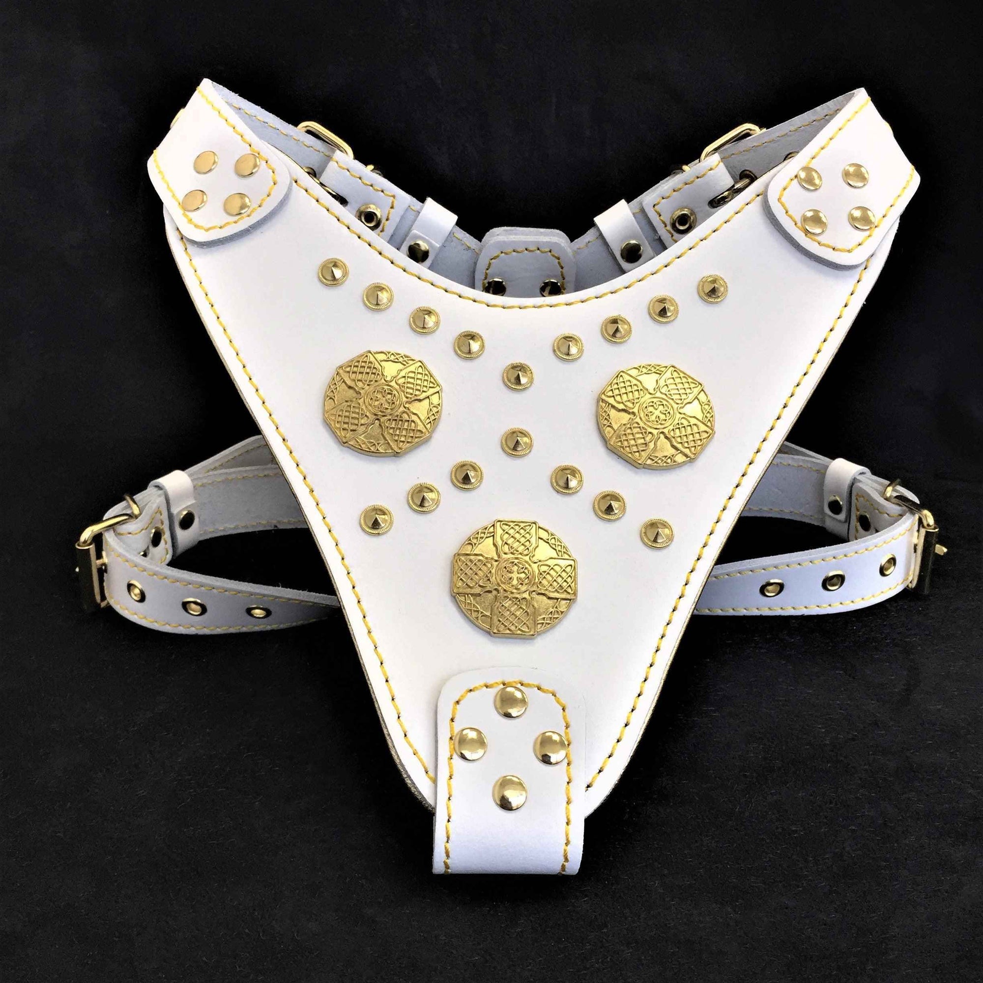 Bestia Maximus White Leather Dog Harness