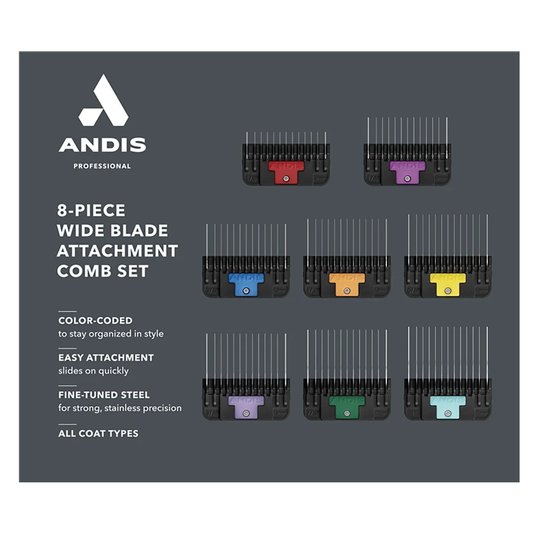 Andis Dog Emerge Clipper Pink with #30W Blade and Free 8Pc Wide Blade Comb Attachment Set