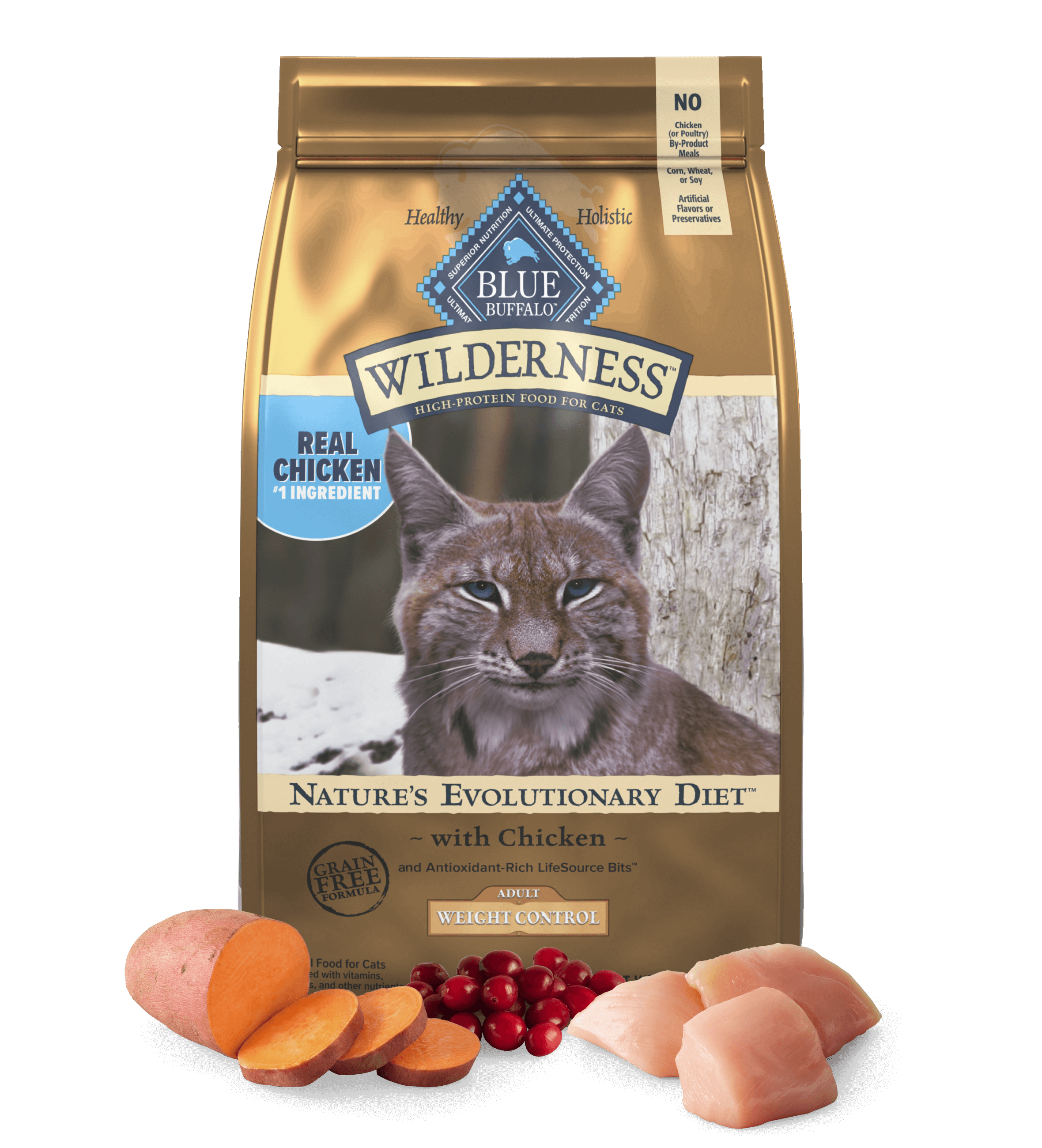 Blue Buffalo Wilderness Adult Grain-Free Weight Control Chicken Dry Cat Food (5lb)