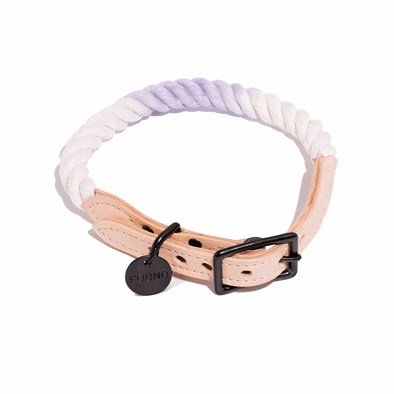 Wisteria Ombre Cotton Rope Cat & Dog Collar – Matte Black Hardware