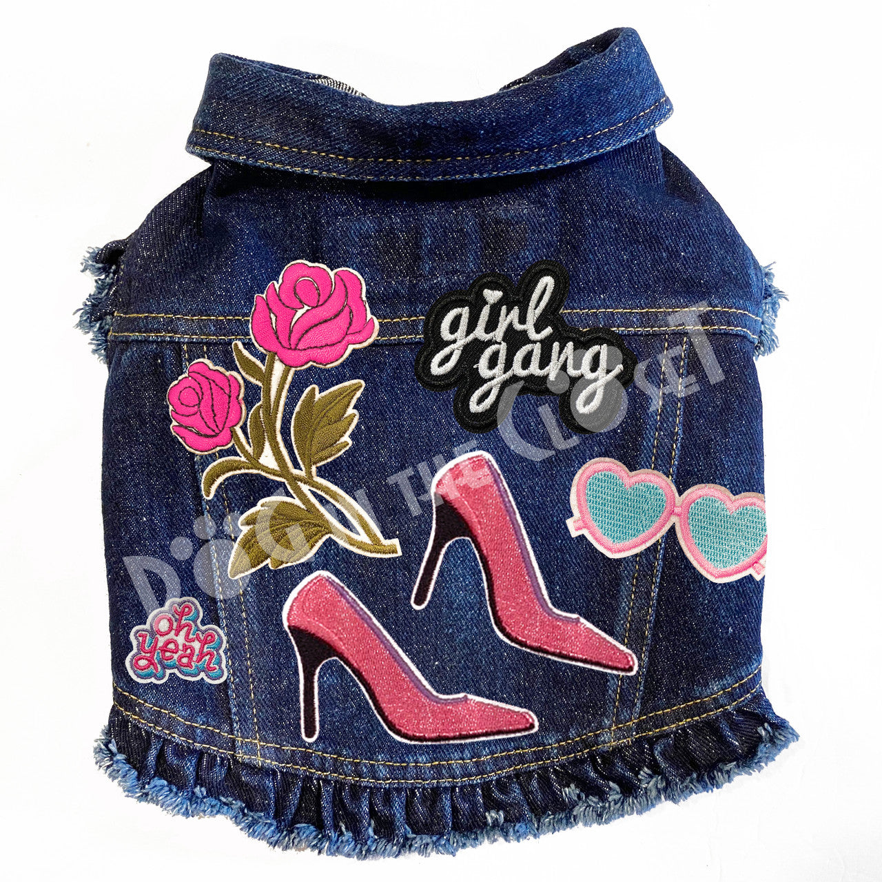 Pink High Heels Denim Dog Jacket