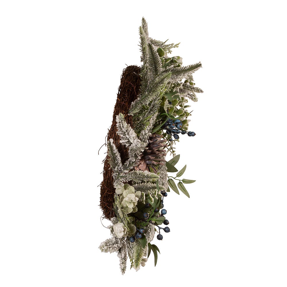 Kurt Adler 24-Inch Un-Lit Decorated Rattan Wreath with Blueberries