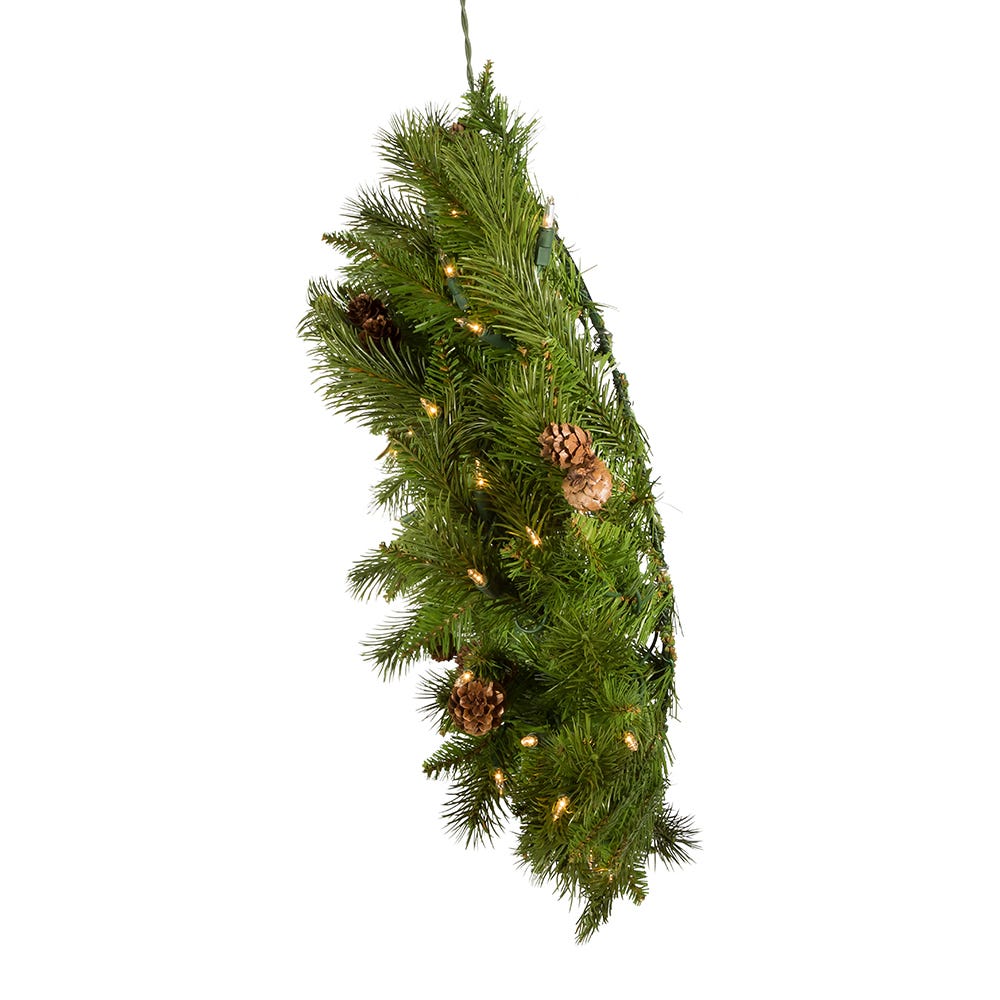 Kurt Adler 24-Inch Pre-Lit Clear Incandescent Pinecone Wreath