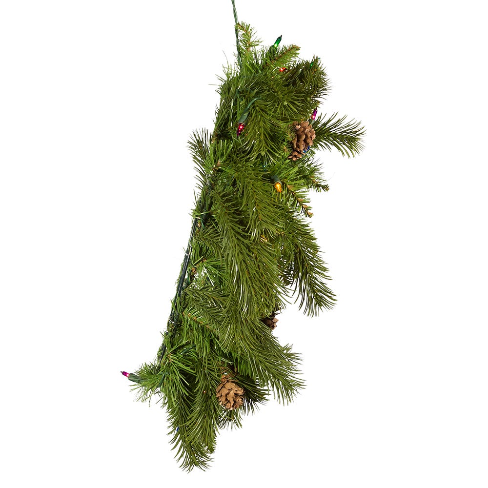 Kurt Adler 24-Inch Pre-Lit Multi-Colored Incandescent Pinecone Wreath