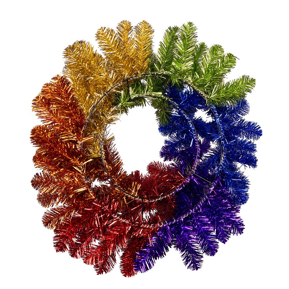 Kurt Adler 24-Inch Un-Lit Foil Rainbow Pride Wreath