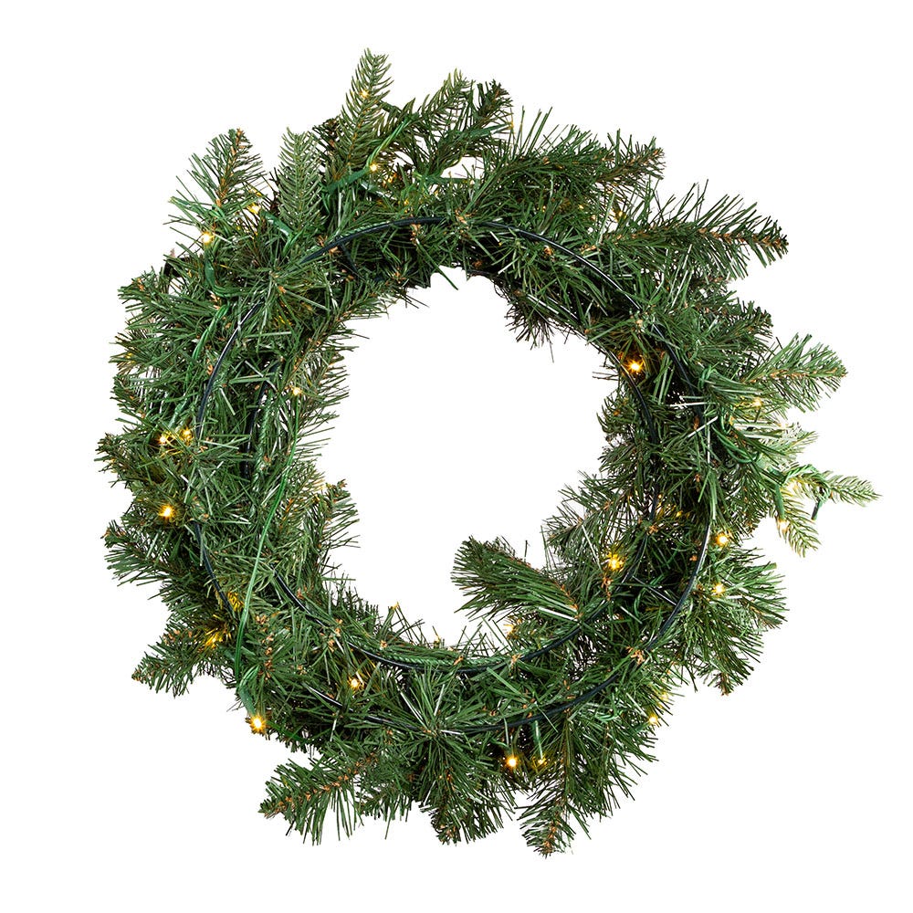 Kurt Adler 18-Inch Battery-Operated Prelit Warm White LED Noble Fir Wreath