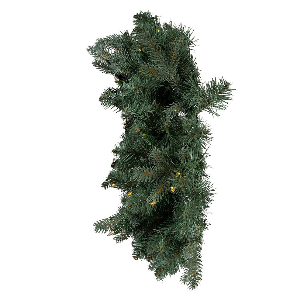 Kurt Adler 24-Inch Battery-Operated LED Noble Fir Wreath With Warm White Lights