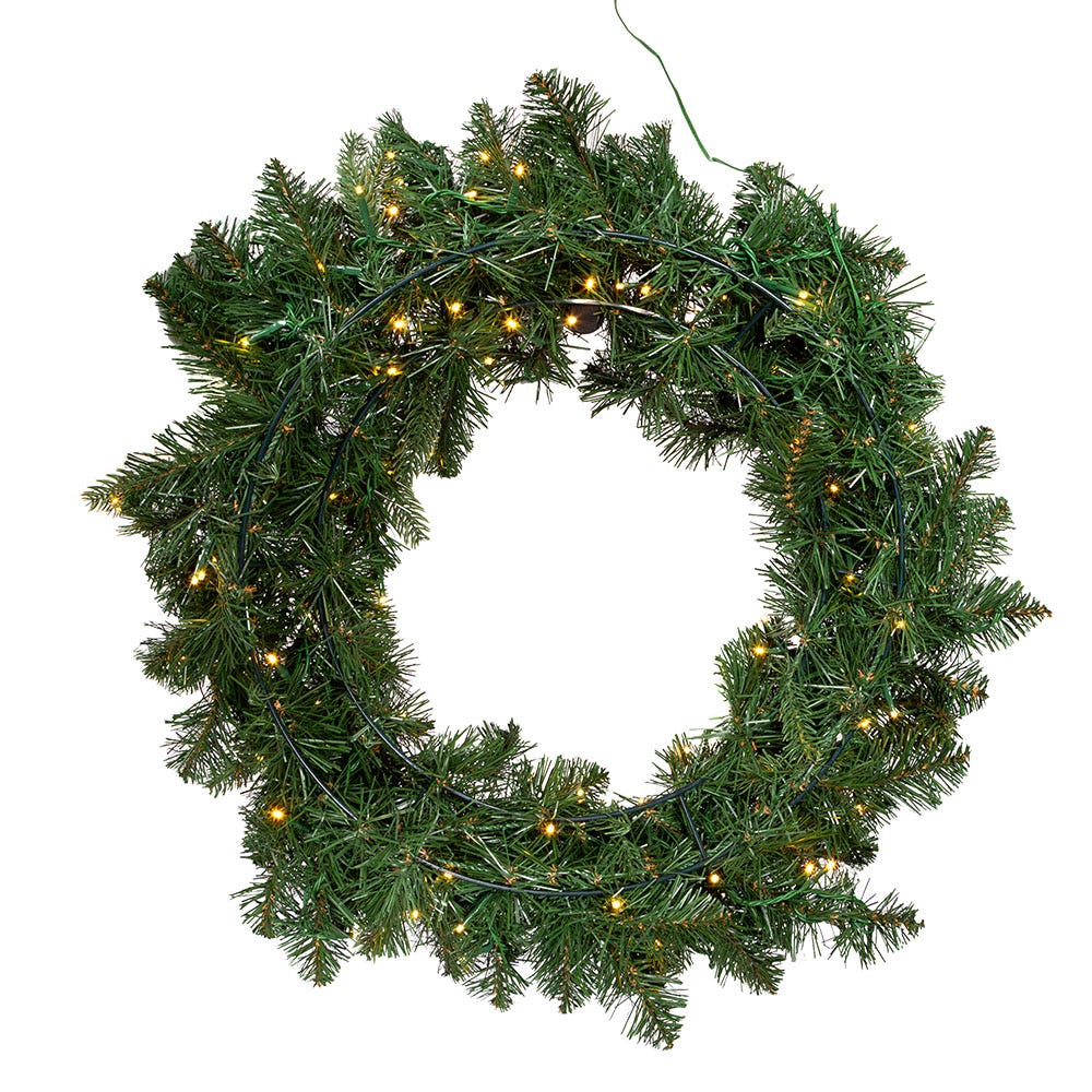 Kurt Adler 24-Inch Pre-Lit Warm White LED Noble Fir Wreath