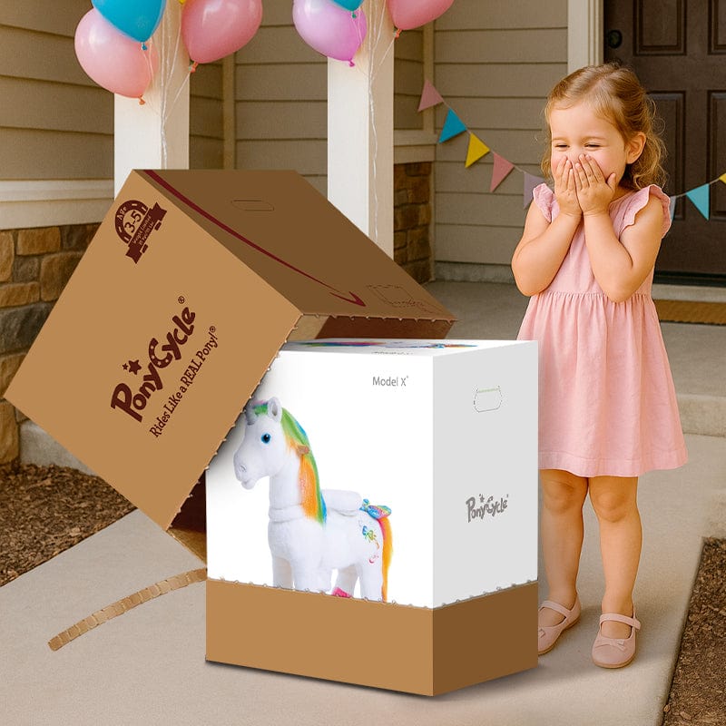 Model X Unicorn Ride On Toy for Age 3-4 Rainbow | HT Animal Supply
