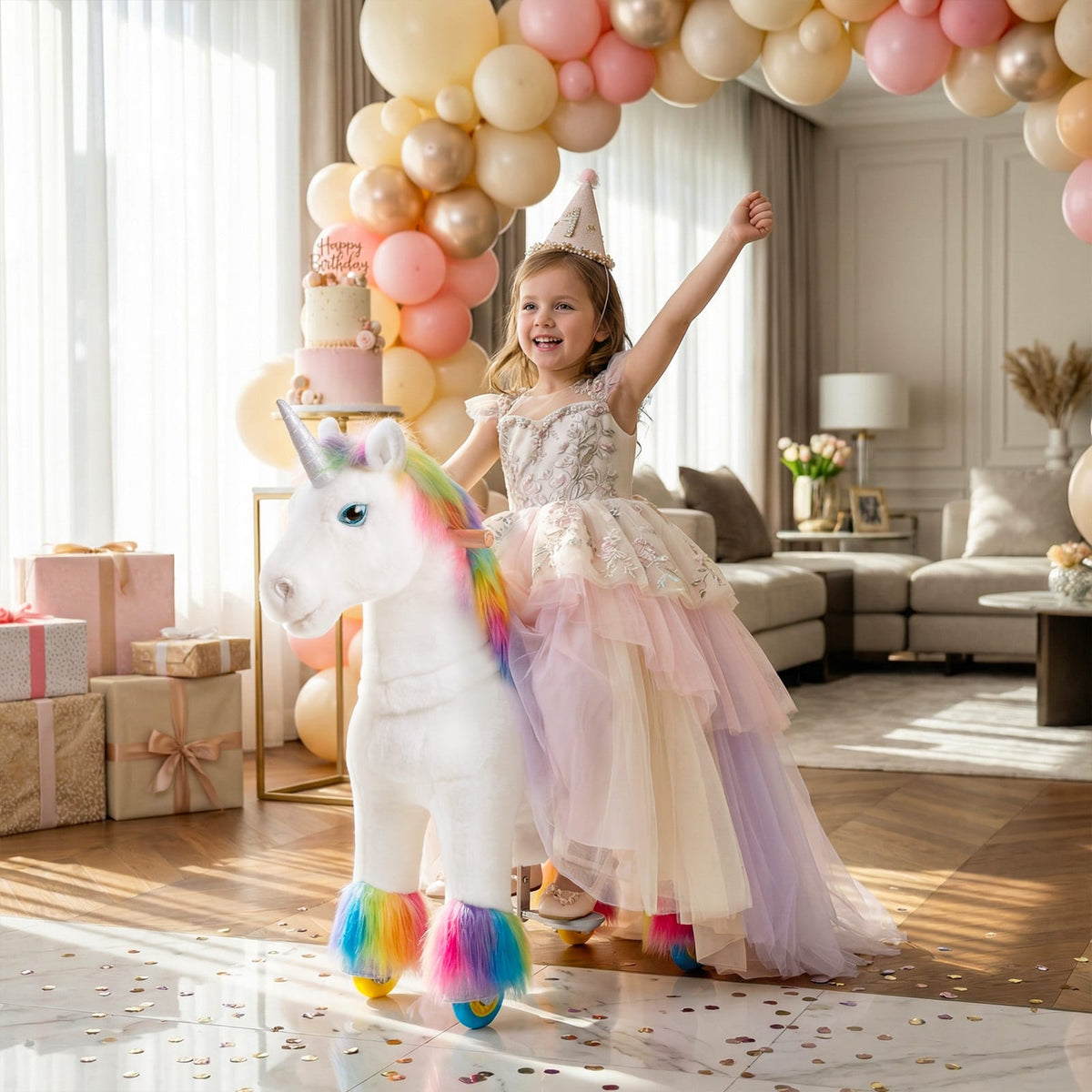 Model X Unicorn Ride On Toy for Age 3-4 Rainbow