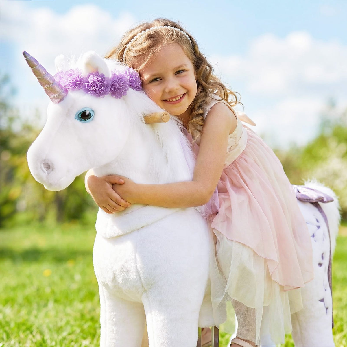 Model X Purple Ride on Unicorn for Age 4-7