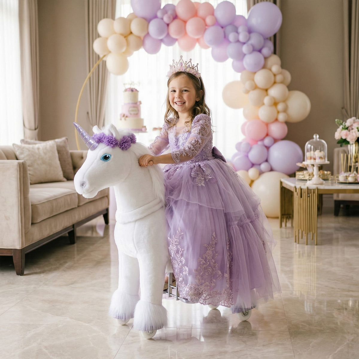 Model X Purple Ride on Unicorn for Age 4-7