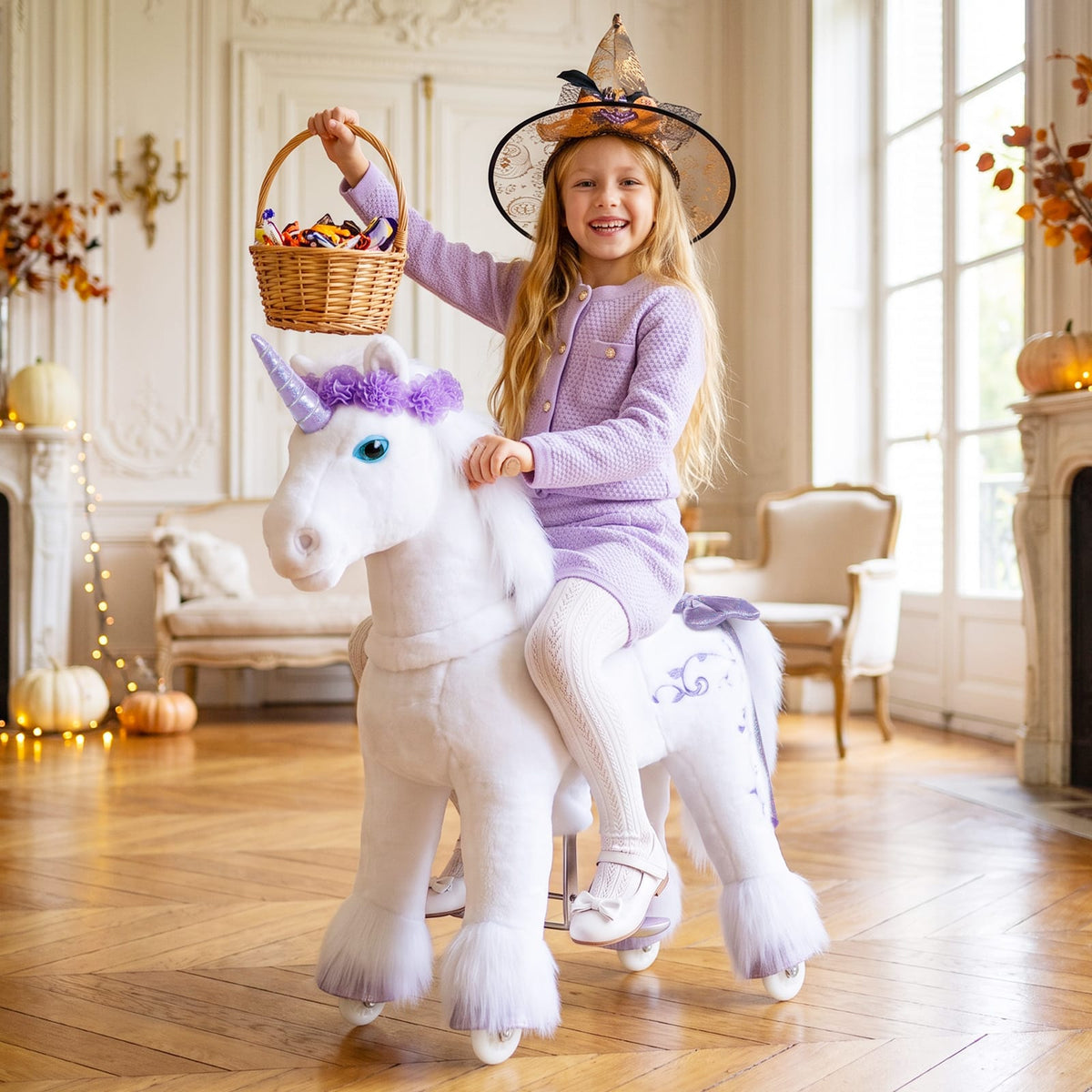 Model X Purple Ride on Unicorn for Age 4-7
