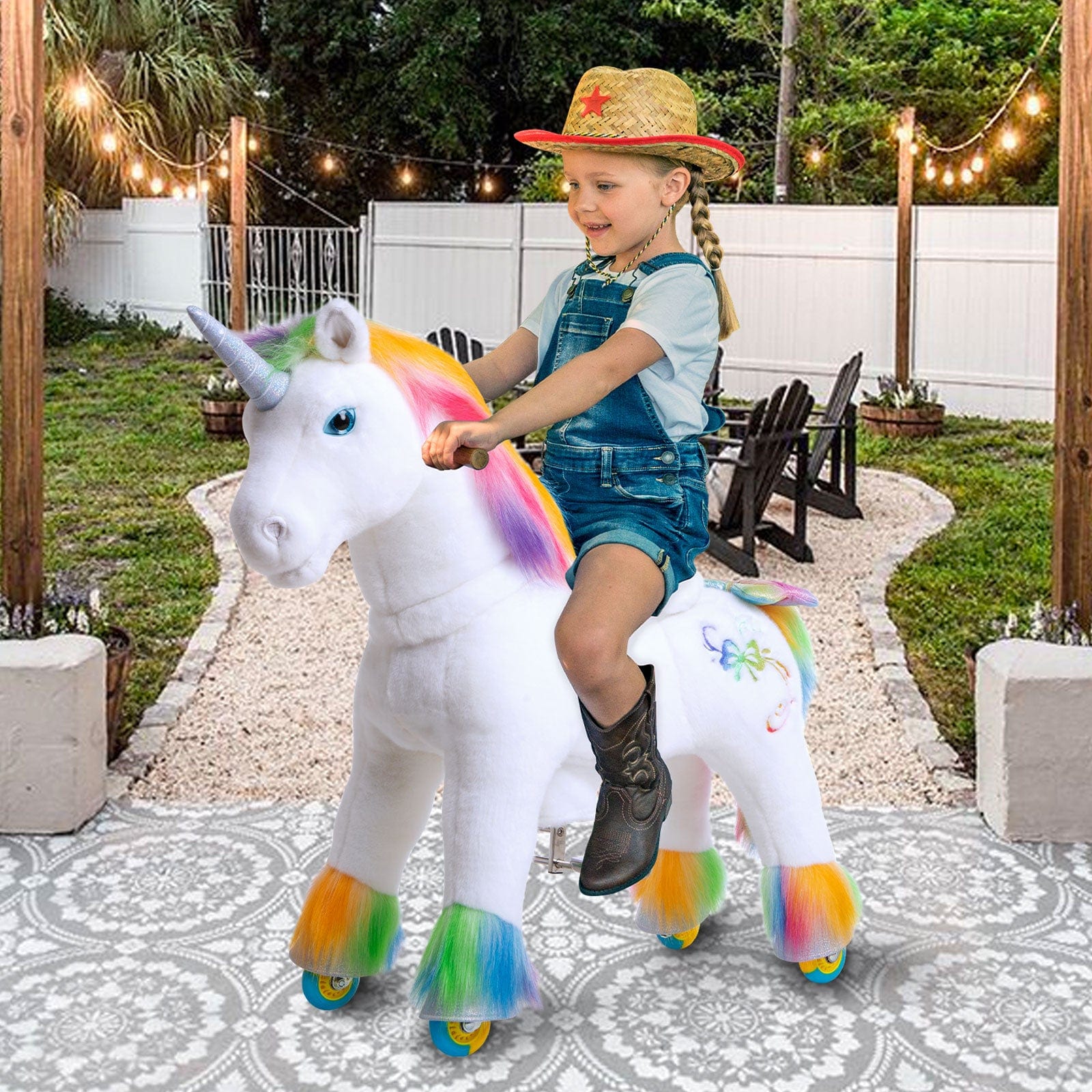 Model X Ride on Rainbow Unicorn for Age 4-7