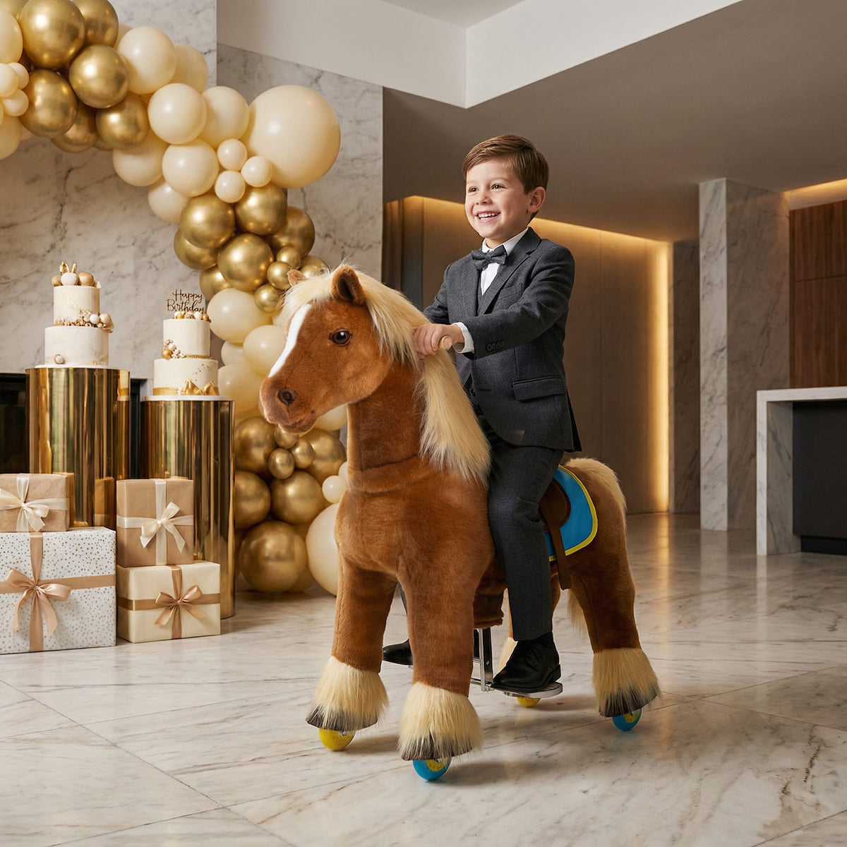Model X Horse Ride On Toy for Age 4-7 Brown