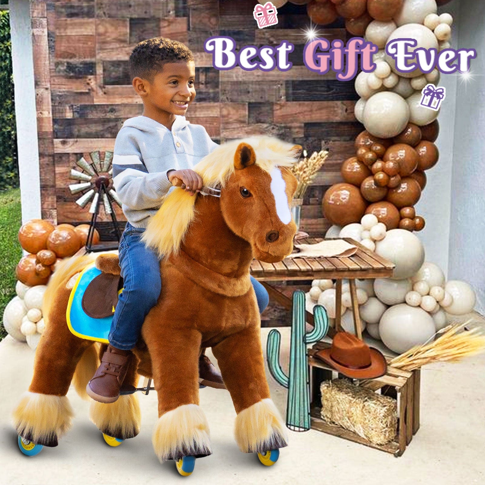 Model X Horse Ride On Toy for Age 4-7 Brown