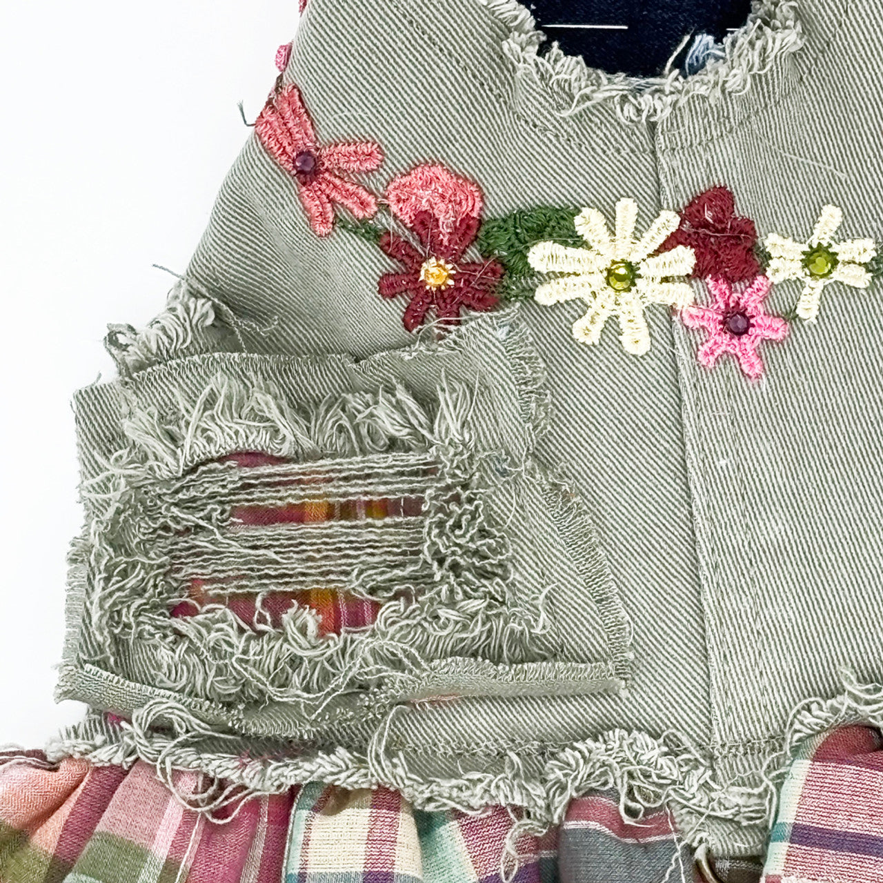 Fall Madras Plaid Dog Harness Dress: Designer Eco-Friendly Dog Clothing