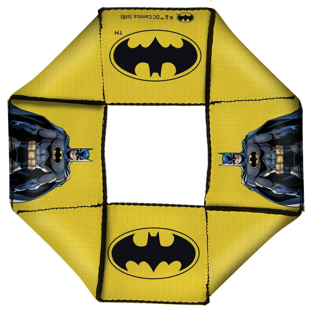 Buckle-Down Batman JL Rebirth Pose Bat Icon Yellow Squeaky Octagon Flyer Dog Toy