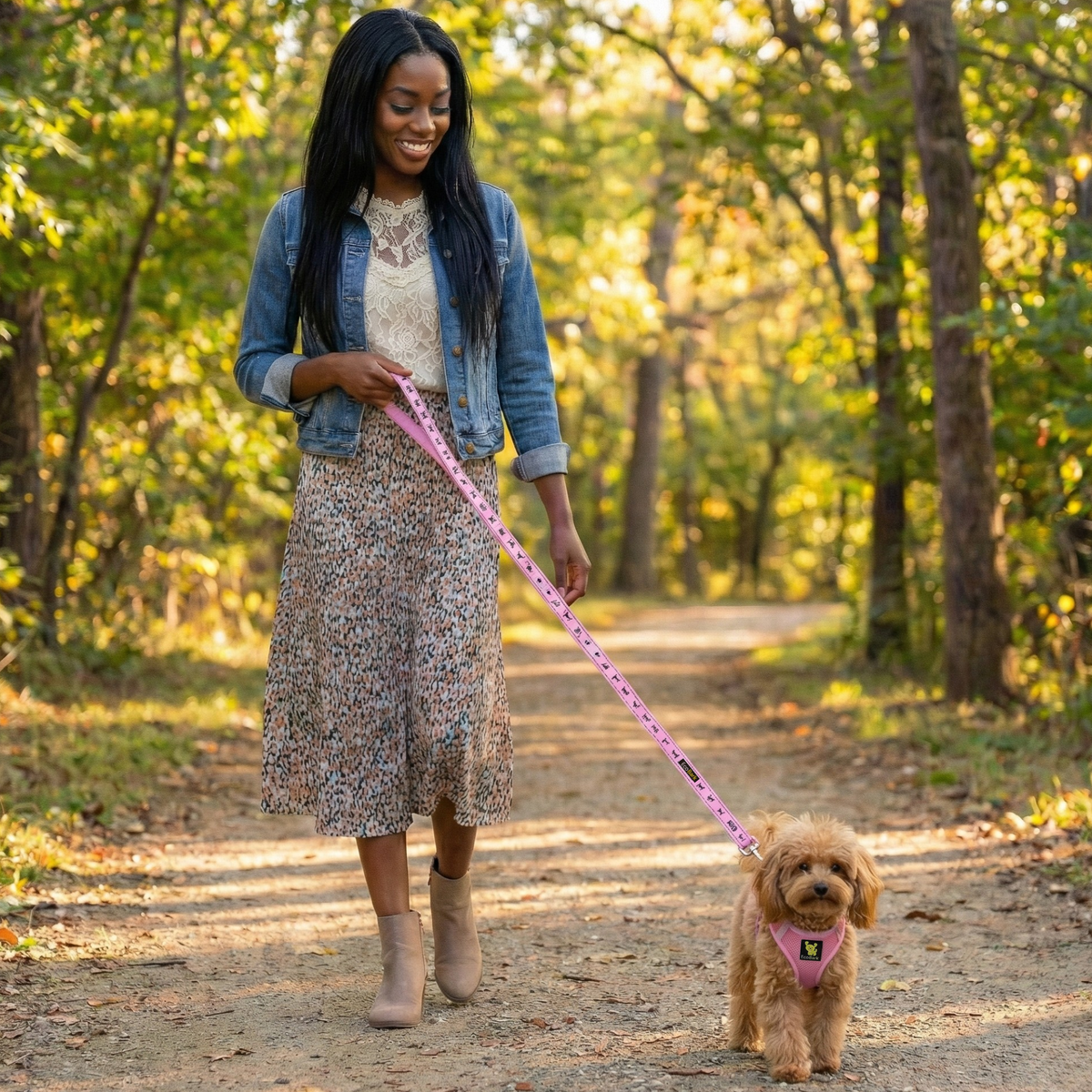 EcoBark – Baby Pink Reflective Step-In Dog Harness
