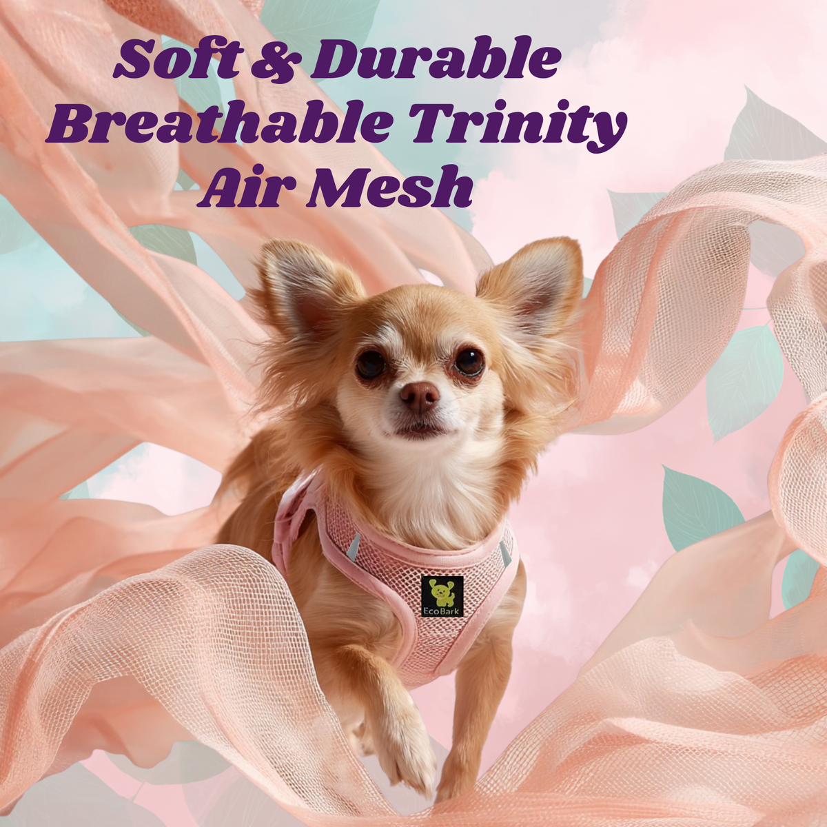 EcoBark – Baby Pink Reflective Step-In Dog Harness