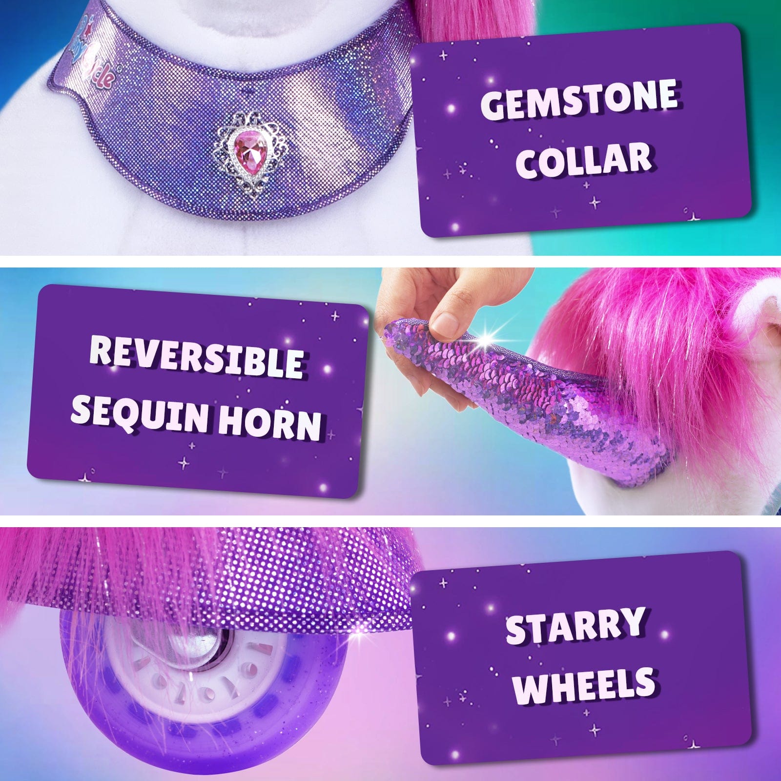 Model Y Pink/Purple Unicorn Rideable Toy for Age 3-4