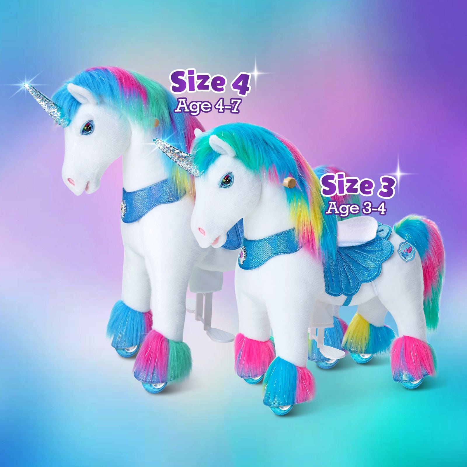 Model Y Rainbow Unicorn Rideable Toy for Age 4-7