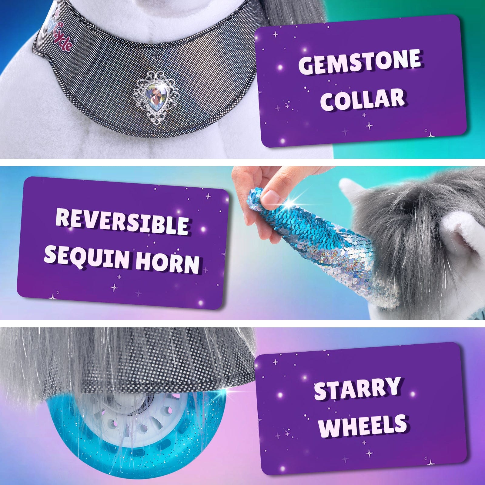 Model Y Grey Unicorn Rideable Toy for Age 4-7