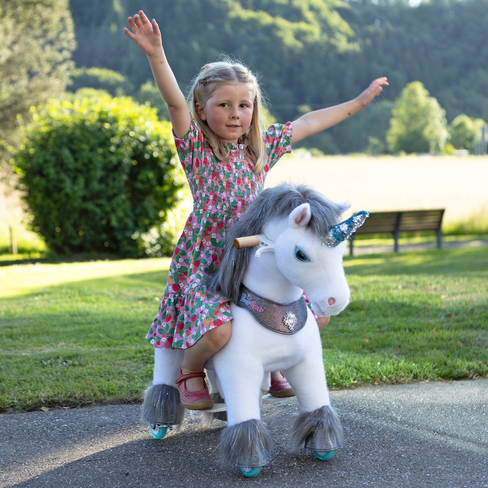 Model Y Grey Unicorn Rideable Toy for Age 3-4