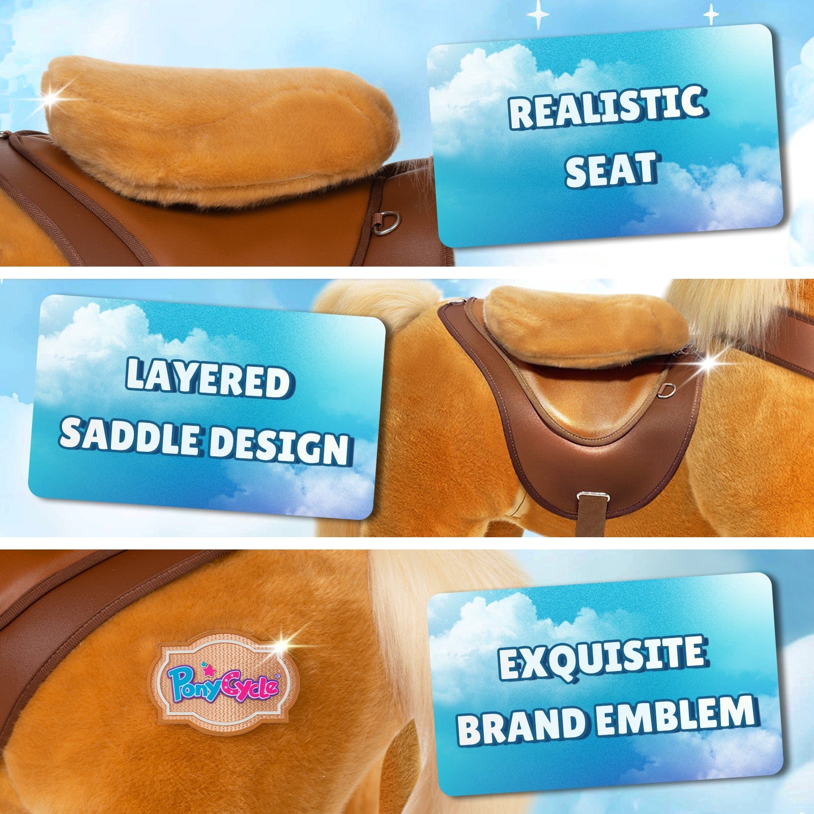 Model Y Light Brown Horse Rideable Toy for Age 4-7