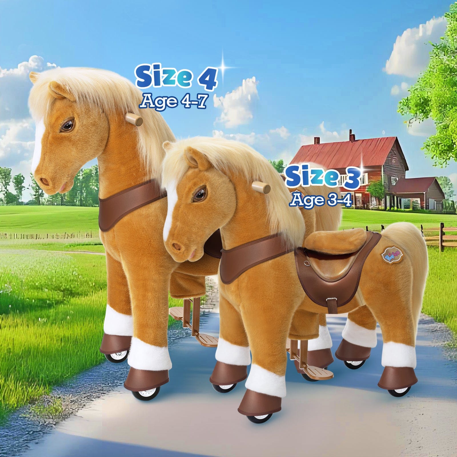 Model Y Light Brown Horse Rideable Toy for Age 3-4