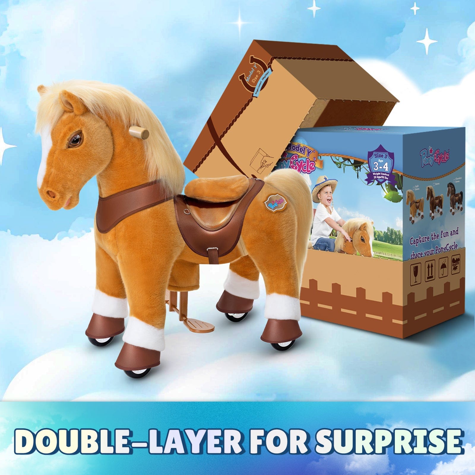 Model Y Light Brown Horse Rideable Toy for Age 3-4