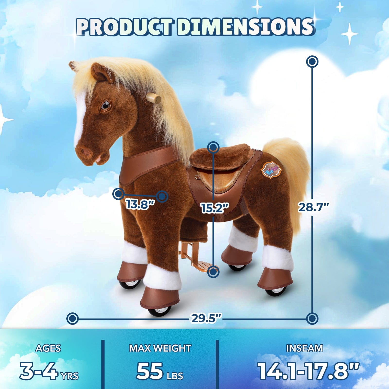 Model Y Brown Horse Rideable Toy for Age 3-4 | HT Animal Supply