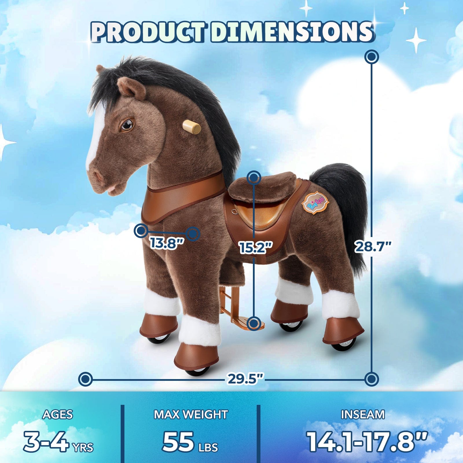 Model Y Chocolate Brown Horse Rideable Toy for Age 3-4