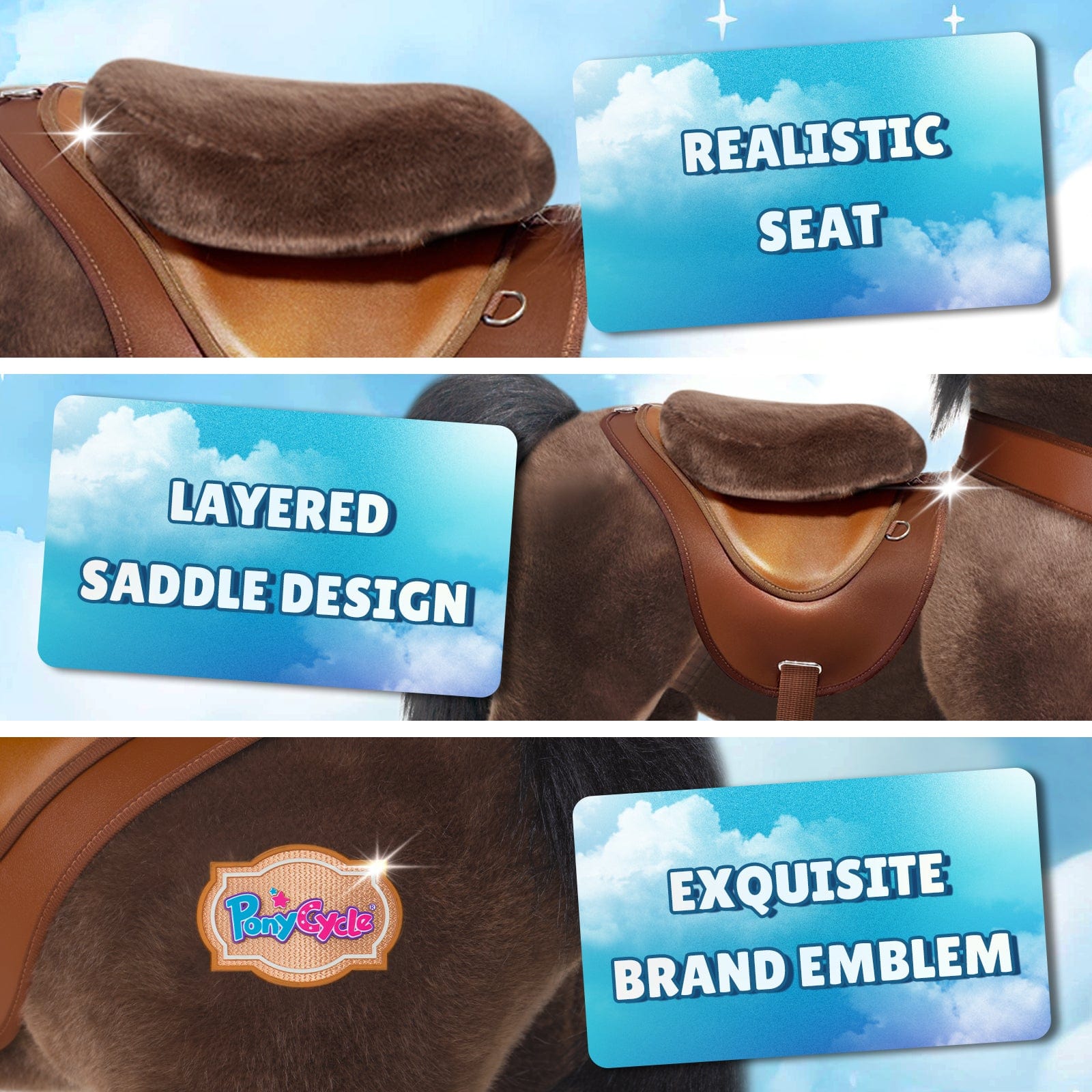 Model Y Chocolate Brown Horse Rideable Toy for Age 3-4