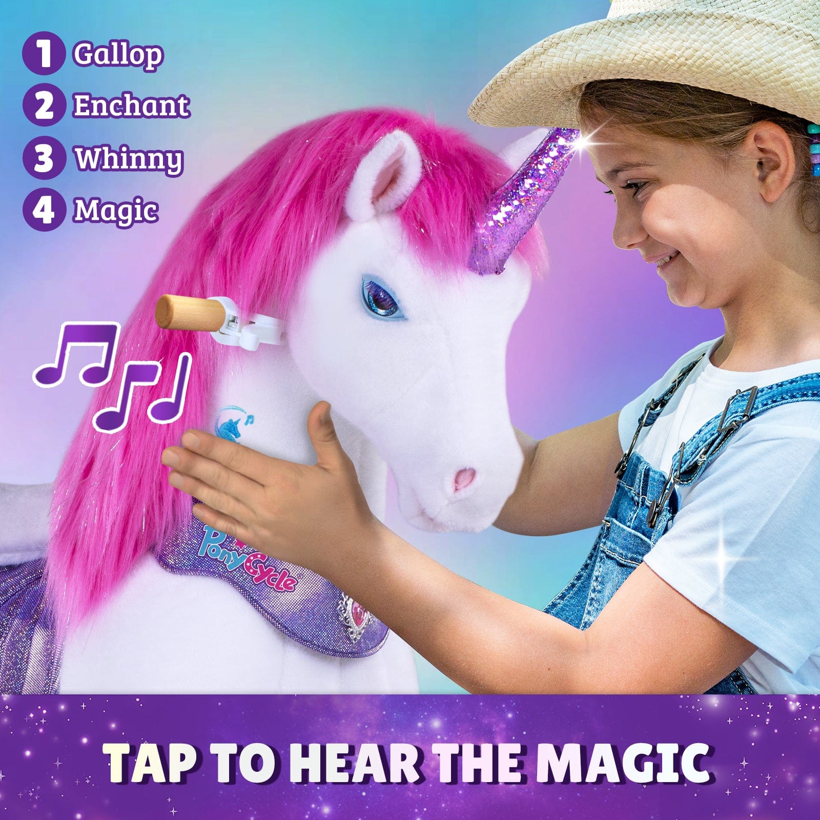 Model Y Pink/Purple Unicorn Rideable Toy for Age 3-4