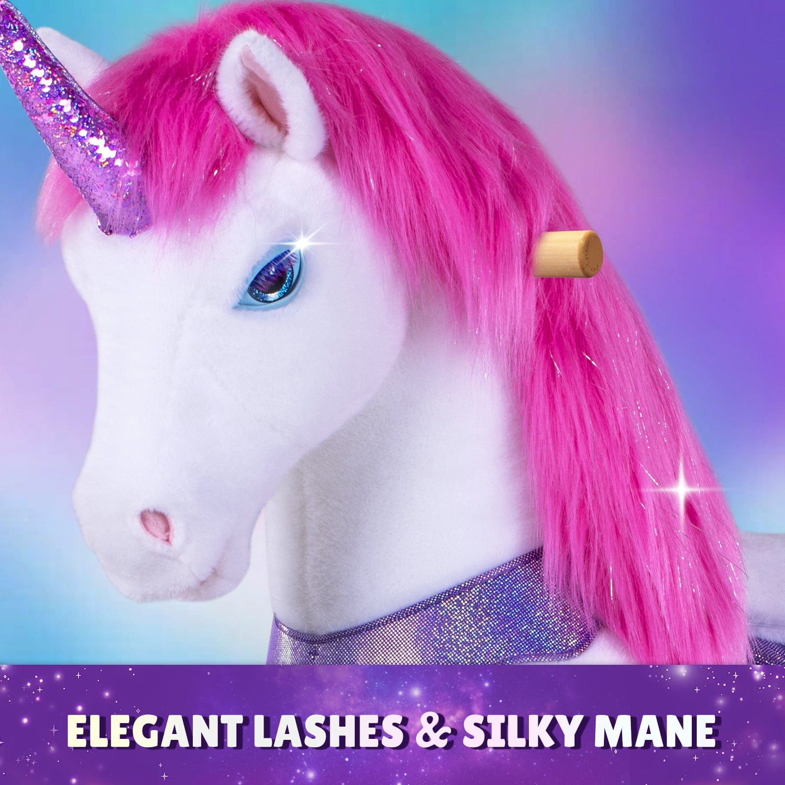 Model Y Pink/Purple Unicorn Rideable Toy for Age 3-4