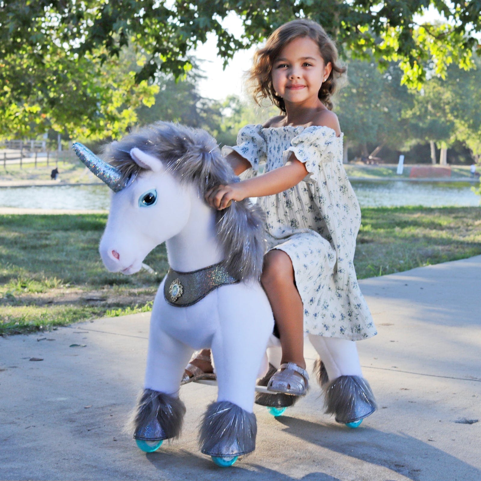 Model Y Grey Unicorn Rideable Toy for Age 4-7