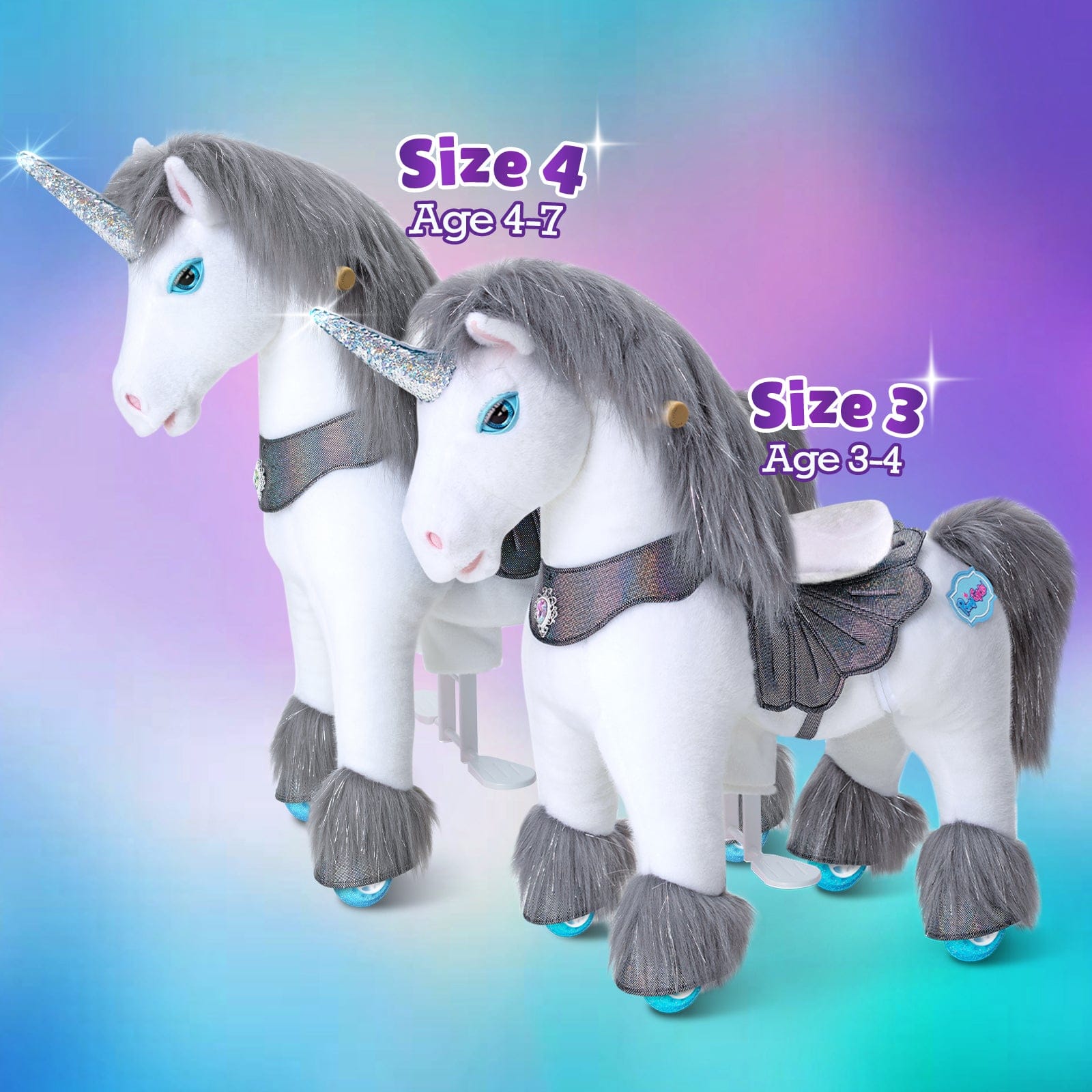 Model Y Grey Unicorn Rideable Toy for Age 4-7 | HT Animal Supply
