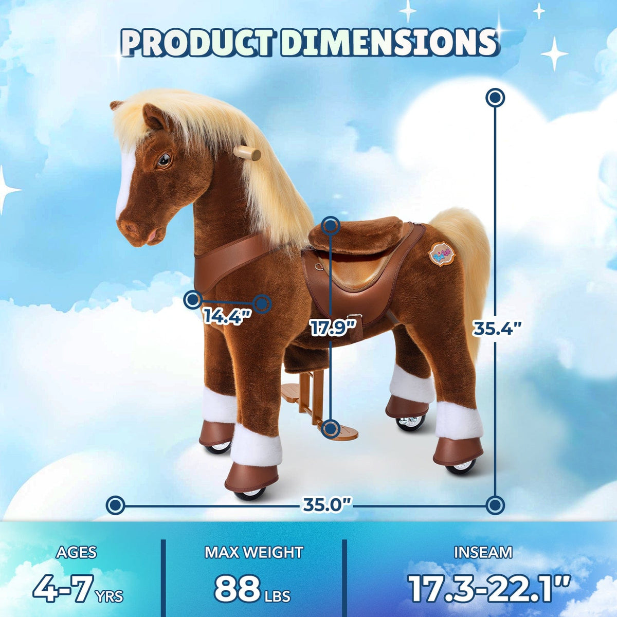 Model Y Brown Horse Rideable Toy for Age 4-7