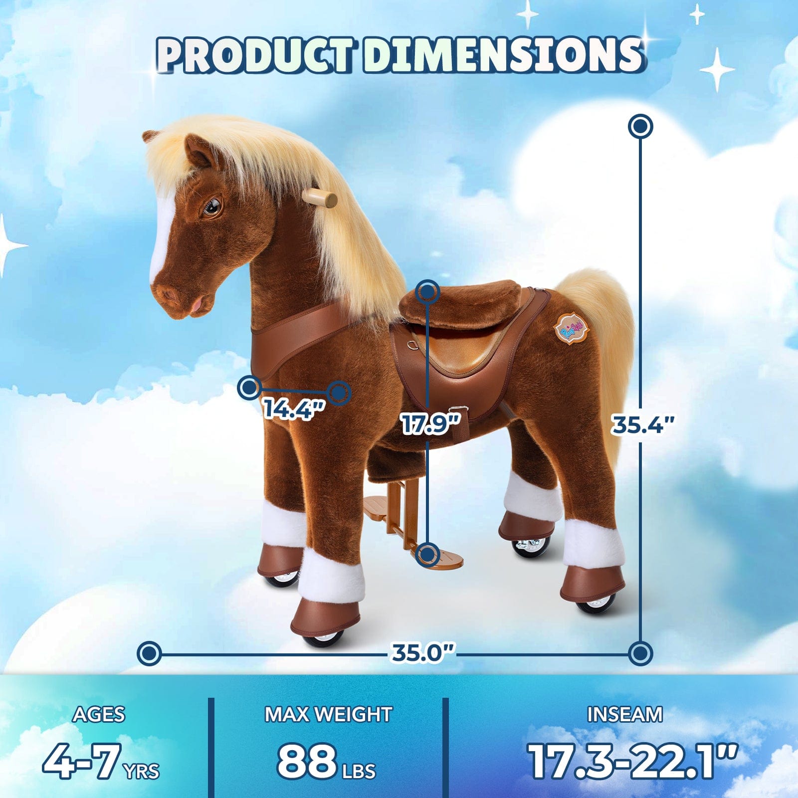 Model Y Brown Horse Rideable Toy for Age 4-7 | HT Animal Supply