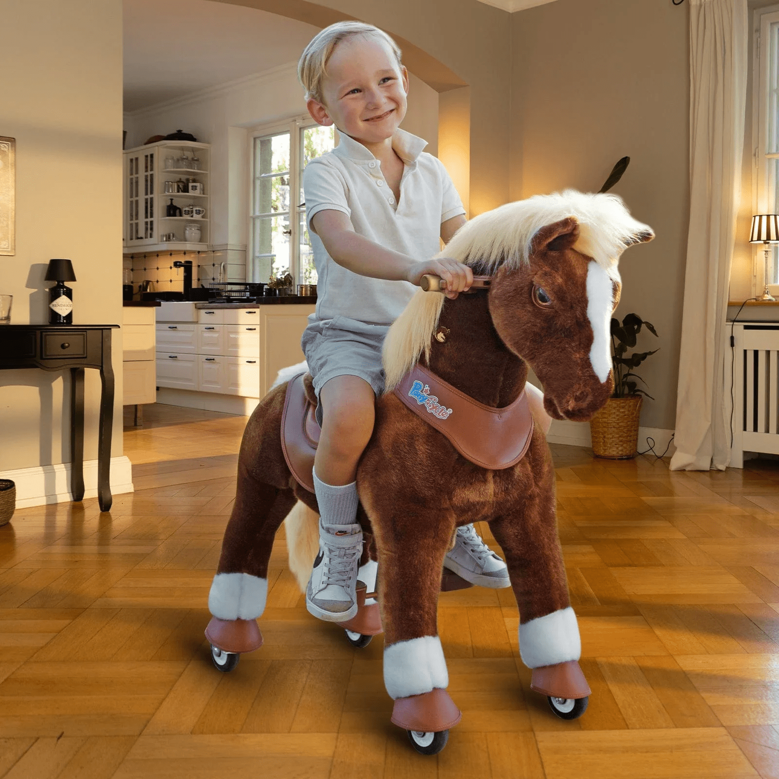 Model Y Brown Horse Rideable Toy for Age 4-7