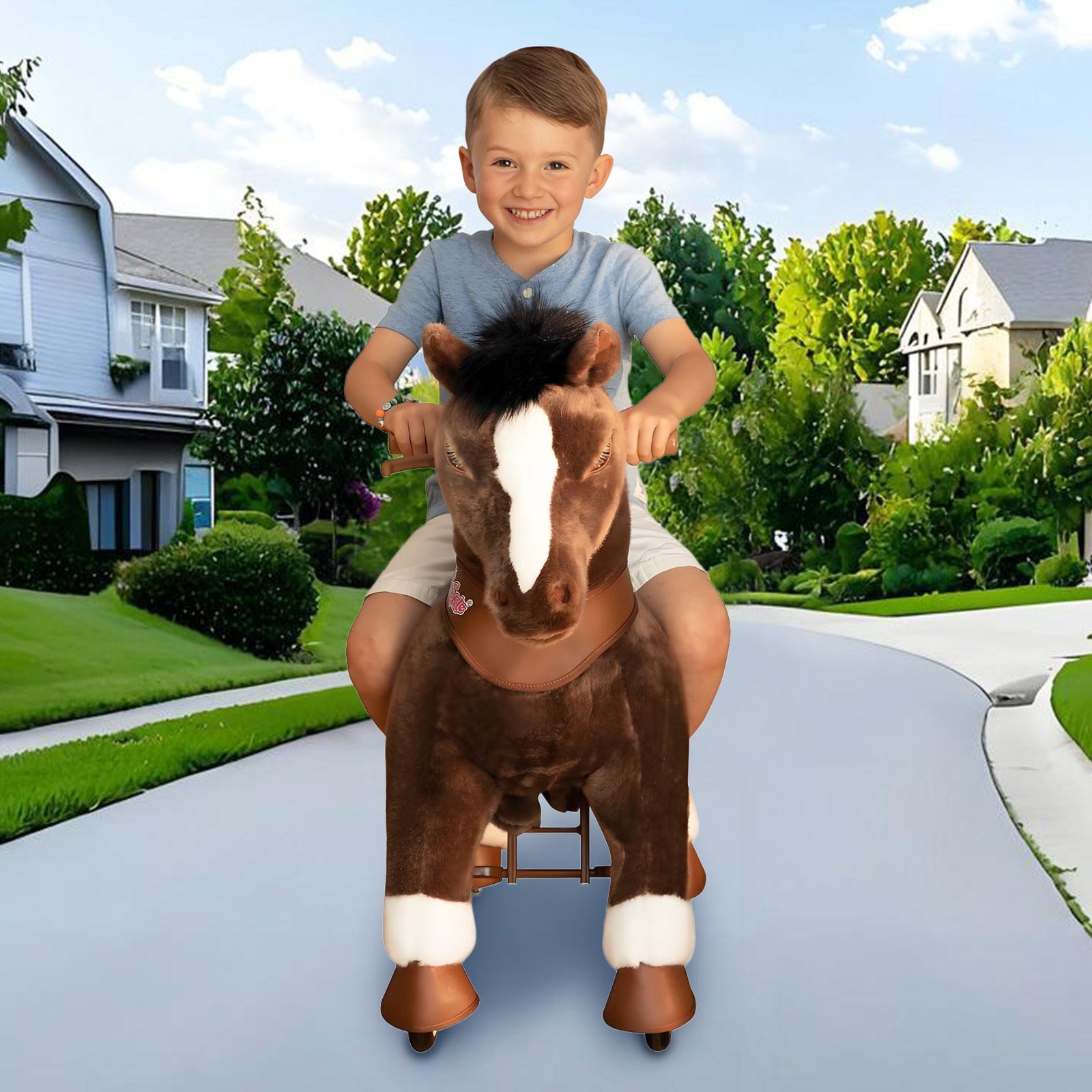 Model Y Chocolate Brown Horse Rideable Toy for Age 4-7