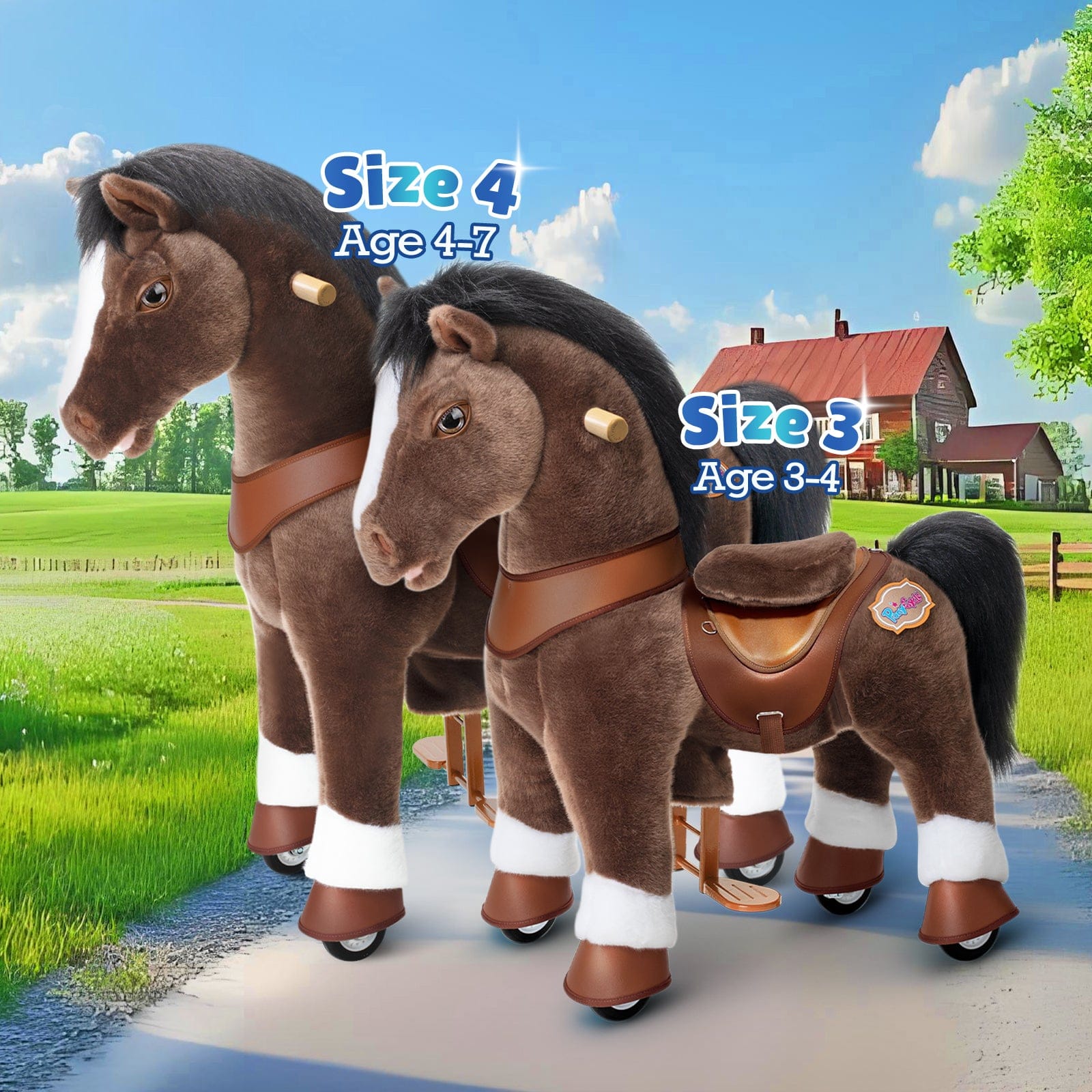 Model Y Chocolate Brown Horse Rideable Toy for Age 4-7 | HT Animal Supply