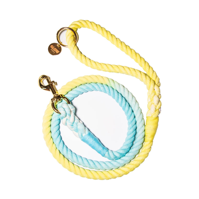 Glow Pups: Sunshine Waves Yellow and Blue Tie Dye Dog Leash
