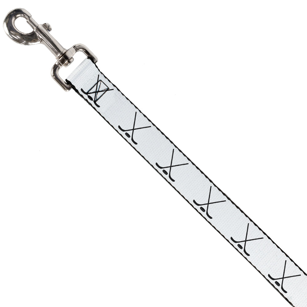 Dog Leash - Hockey Sticks and Puck White/Black